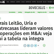 Morais Leito, Ura e Cuatrecasas lideram valores de operaes em M&A: veja aqui a tabela na ntegra